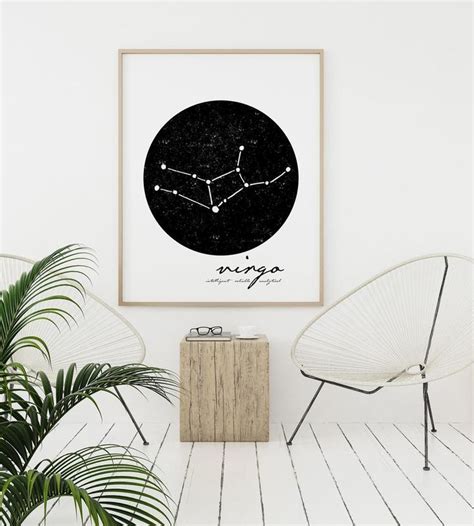 Zodiac Virgo Constellation Print Celestial Decor Etsy Constellation Print Wall Art Prints