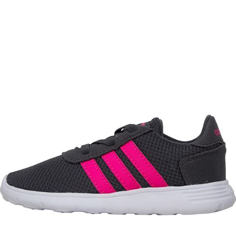 Buy Adidas Infant Girls Lite Racer Trainers Grey Sixshock Pink