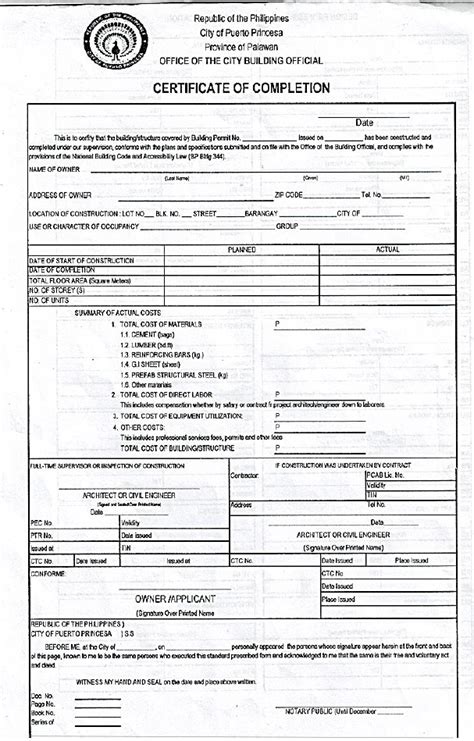 Puerto Princesa City Occupancy Permit Application Form And Checklist