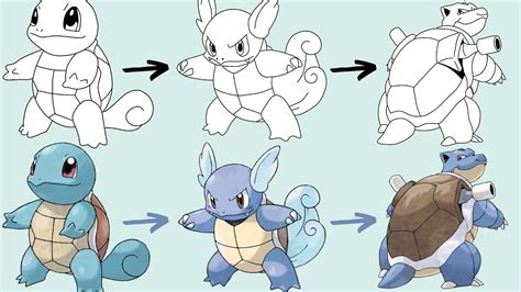 Como Desenhar O Pok Mon Squirtle Wartortle And Blastoise Pokemon