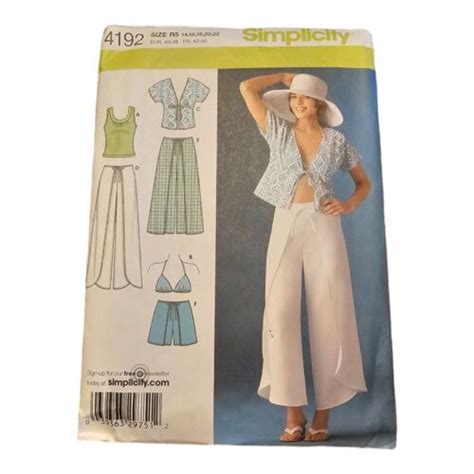 Simplicity 4192 Misses Wrap Pants Shorts Bra Top Knit Top 14 16 18 20 22 Uncut Ebay