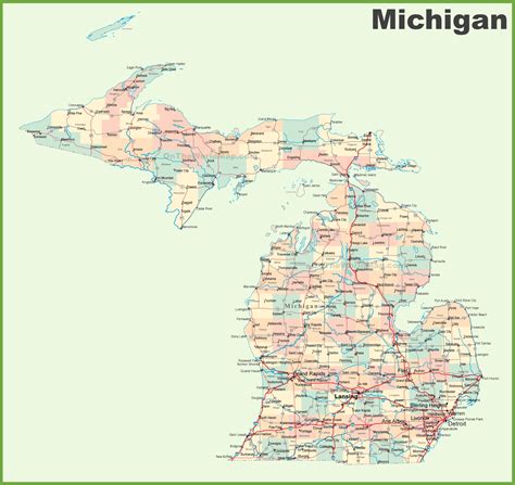 Michigan Map With Cities And Towns