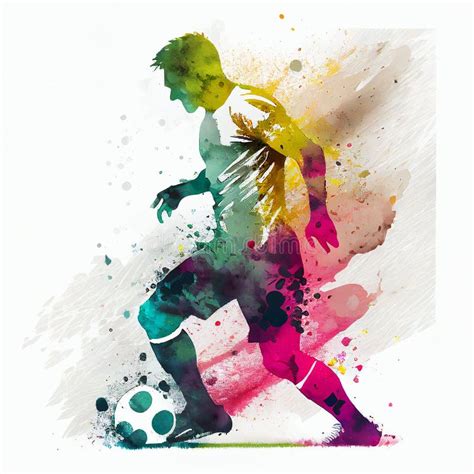 Watercolor Football Player Soccer Poster Abstract Football Background