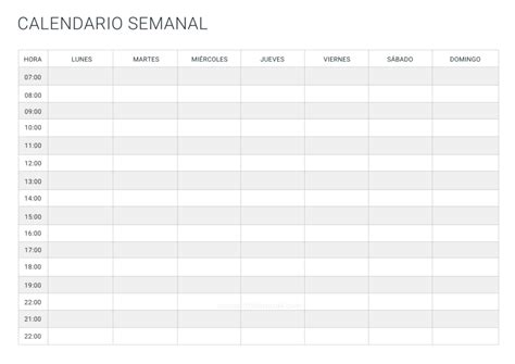 Calendario Semanal ️ Para Imprimir