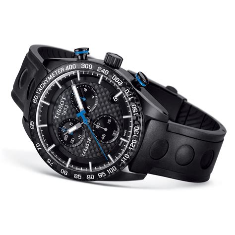 Tissot Prs Chronograph Black Carbon Black Pvd Watch Mm