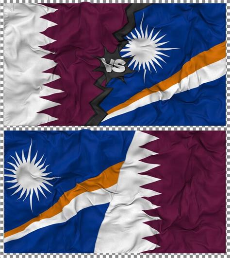 Premium PSD Marshall Islands Vs Qatar Half Combined Flag Cloth Bump