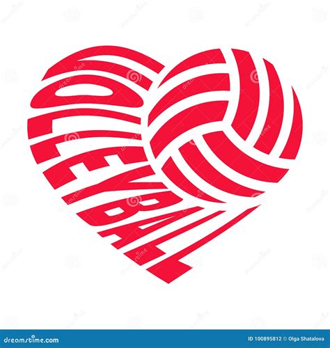 Volleyball In Heart Stock Vector Illustration Of Match 100895812