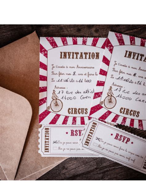 Invitations Cirque Vintage X Carte D Invitation Anniversaire Cirque