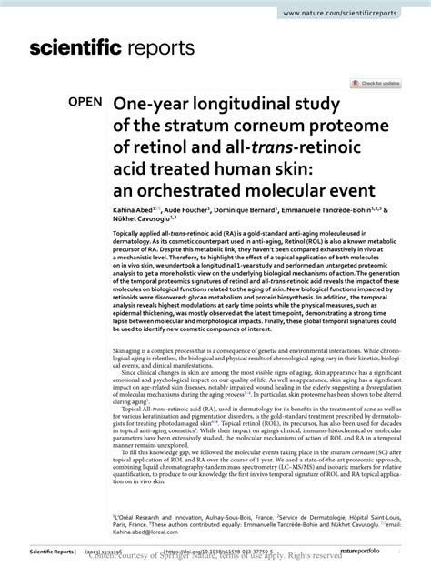 Pdf One Year Longitudinal Study Of The Stratum Corneum Proteome Of