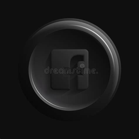 Popular Social Media 3d Icon Black F Element Stock Vector