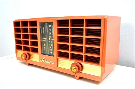 Pumpkin Spice Tan 1956 1957 Arvin Model 3561 Vacuum Tube Radio Dual Sp