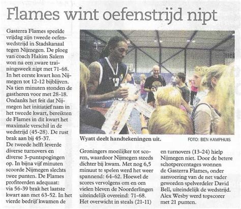 Krantartikel Flames Wint Oefenstrijd Nipt Donarmuseum Alles Over