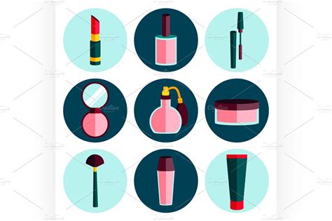 Cosmetic flat icon set | Custom-Designed Illustrations ~ Creative Market