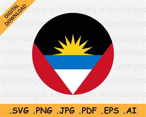 Antigua and Barbuda Round Flag SVG, Country National Circular Circle ...