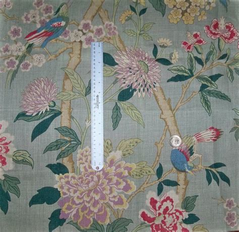 LEE JOFA KRAVET Tree Of Life Floral Birds Linen Fabric 10 Etsy