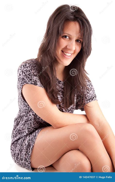 Beautiful Brunette Sitting On A Chair Stock Image Image 14247037