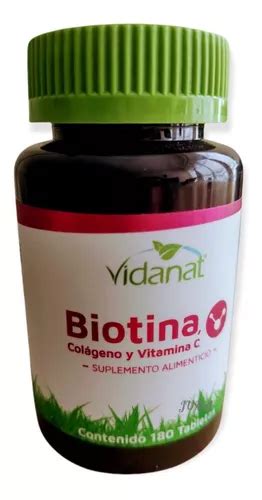 Biotina Colágeno Y Vitamina C 180 Tabletas Vidanat Meses Sin