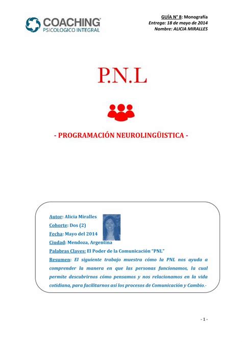 Pdf Programaci N Neuroling Istica Coaching Pdf