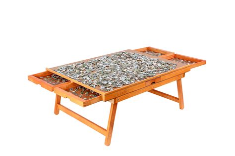 Wooden Jigsaw Puzzle Table with 6 Removable Sliding Storage Drawers and ...