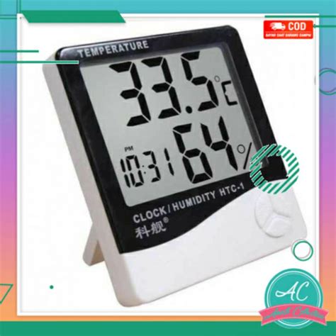 Jual Termometer Dinding Digital 3in1 Thermo Jam Higro Meter Dashboard