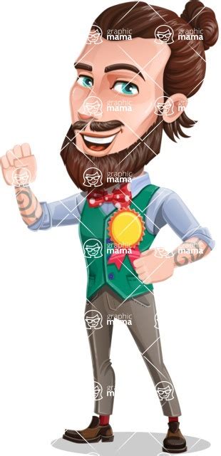 Guy With Man Bun Cartoon Vector Character Ribbon Graphicmama