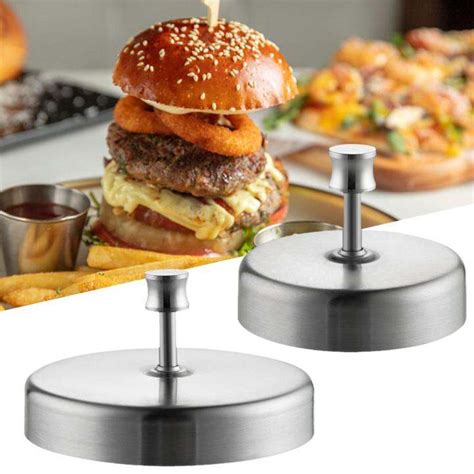 Stainless Steel Hamburger Press Round Burger Metal Burger Press Maker