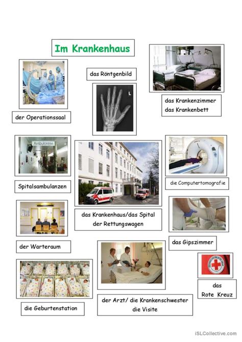 Im Krankenhaus allgemeine Deutsch DAF Arbeitsblätter pdf doc