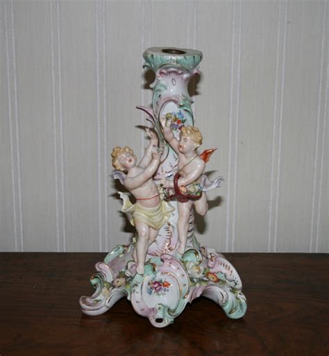 Antique Dresden Porcelain Candlestick Etsy