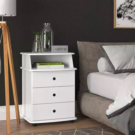 Mesa De Cabeceira Quarto Luxo Gavetas Cor Branco Mercadolivre