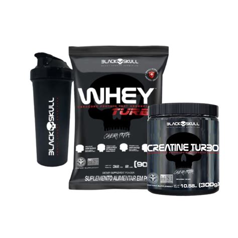 Kit Suplemento Whey Turbo 907g Creatina Turbo 300g Coqueteleira