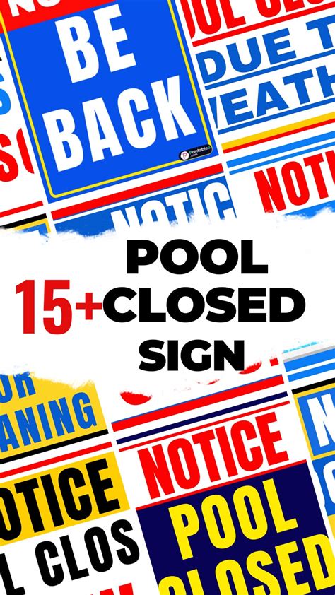 Printable Pool Closed Sign Printableo