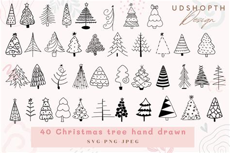 Christmas Tree Svg Hand Drawn Bundle Graphic By Udshopthdesign · Creative Fabrica