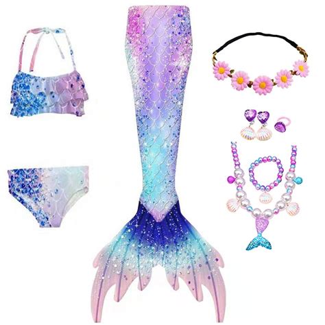 Kids Mermaid Tails for Girls Swimming Dresses, Mermaid Swimsuit Cospla ...