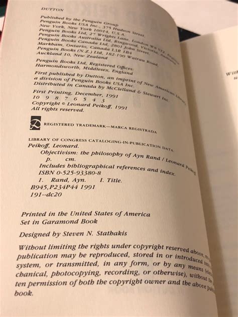 Objectivism The Philosophy Of Ayn Rand By Leonard Peikoff 1991