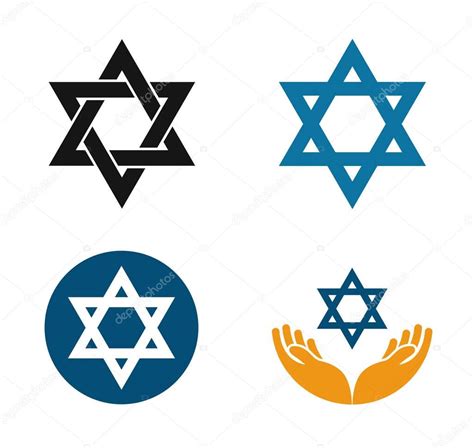 Star Of David Vector Logo Judaism Or Jewish Set Icons — Stock Vector