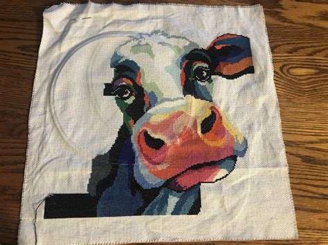 Wip My Beautiful Moo Moo Snoot Aka Colorful Cow Rcrossstitch