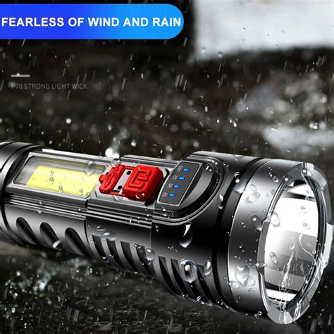 Powerful Usb Rechargeable Flashlight Modes Led Torch With Built In