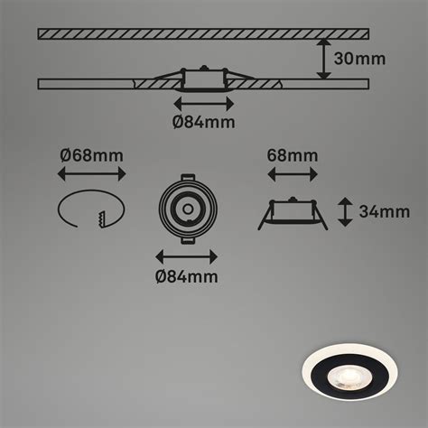 LED Einbauleuchten Set Ø8 4 cm 3x LED 5 W 460 lm schwarz