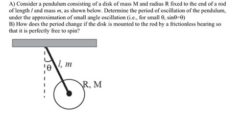 Solved A Consider A Pendulum Consisting Of A Disk Of Mass M Chegg