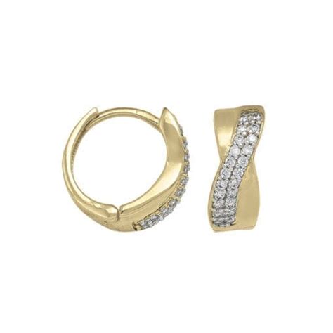 10k Gold Cubic Zirconia Round Hoop Earrings Matsuda