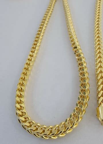 Real 14k Gold Necklace Franco Chain 4mm 24 Inch Diamond Cut Mens 14k Yellow Gold Ebay