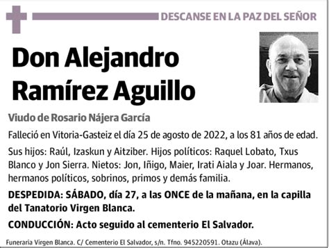 Alejandro Ramírez Aguillo Esquela Necrológica El Correo