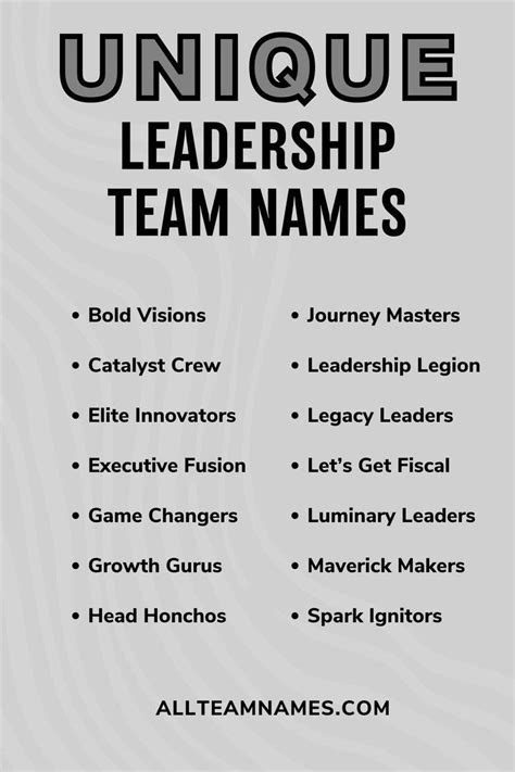 Unique Leadership Team Names List Team Leadership Team Names Best