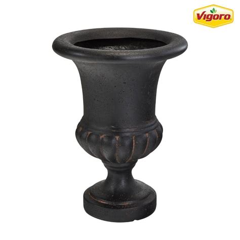 Vigoro In Orland Large Aged Charcoal Stone Fiberglass Urn Planter