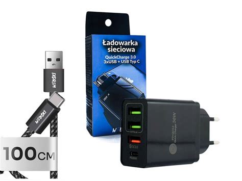 ŁADOWARKA DO TELEFONU TABLETA SZYBKA MOCNA USB KABEL 1m TYP C 3A 602