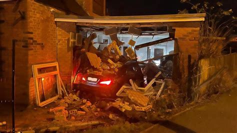 Suspected Drink Driver Arrested After Mercedes Smashes Into Garage On