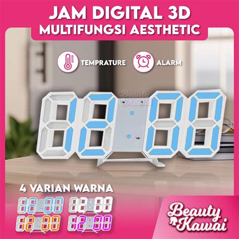 Jual Jam Digital Dinding Meja Alarm Tanggal Suhu Usb 3d Aesthetic Clock Led Tempel Shopee