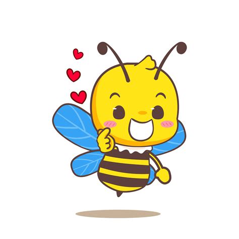 Cute Bee Love Hand Sign Cartoon Character Kawaii Adorable Animal