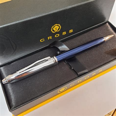 Cross Townsend Premium Blue Lacquer Chrome Ballpoint Pen Etsy