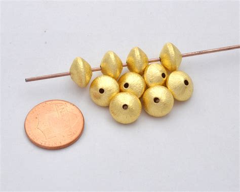 10mm 5pc Gold Saucer Beads Brushed Spacer Beads For Jewelry Etsy